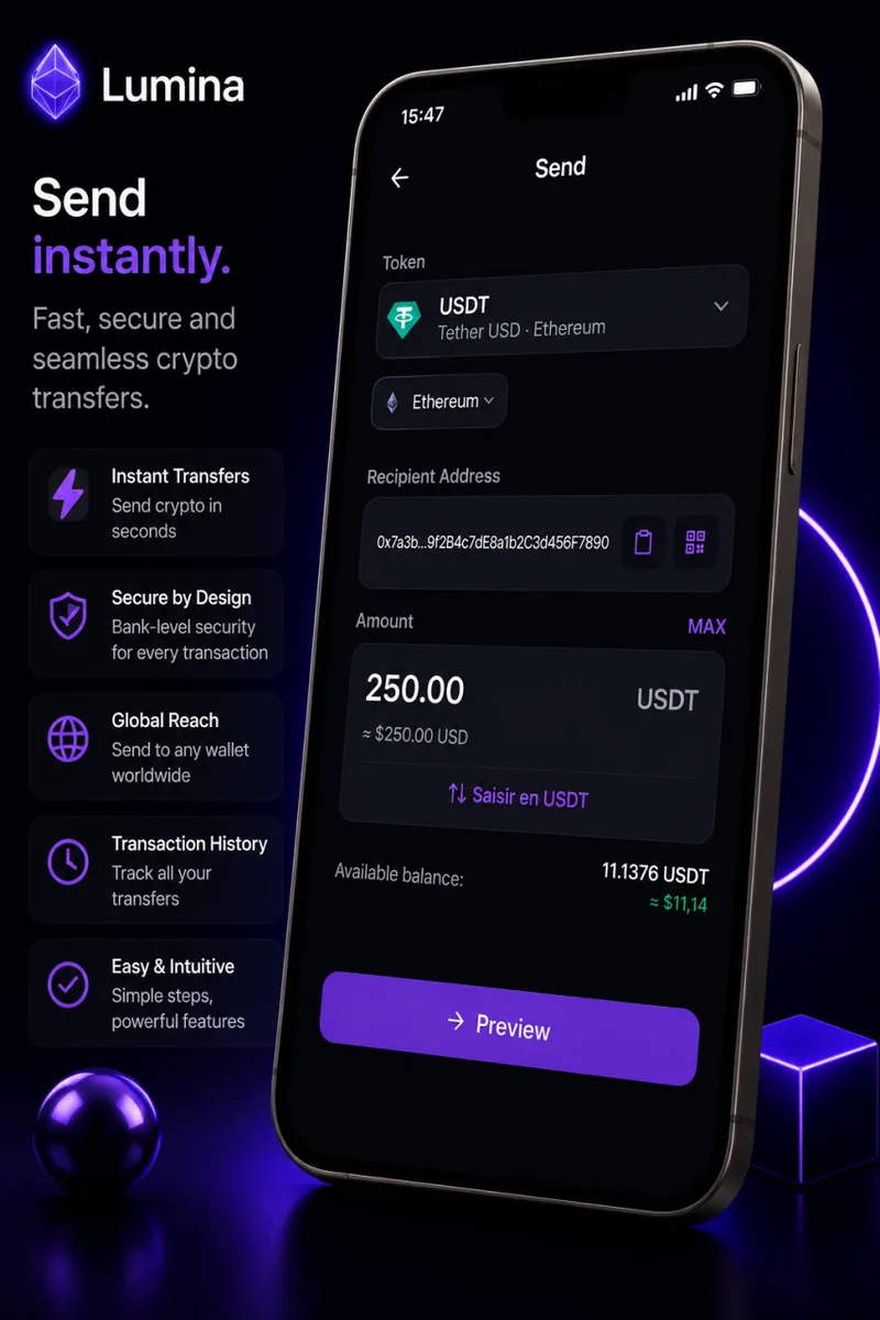 Envoyez vos cryptos en quelques secondes